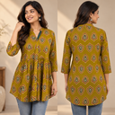 SK COLLR WTH BUTTON PEPLUM 3/4TH SLV